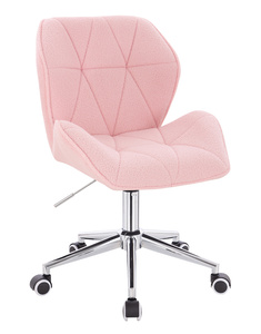 HR212K Scaun Roz Pudra Boucle cu Bază Cromata