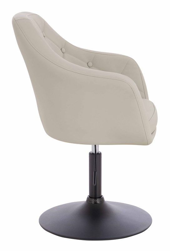 HR831N Scaun Ecru Piele Ecologica Premium Soft cu Bază Neagră