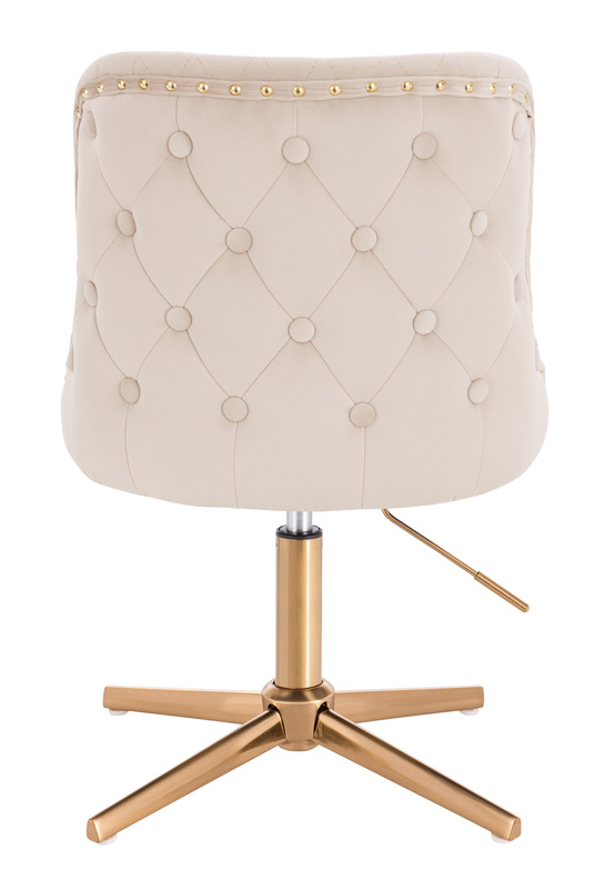 HR940CROSS Scaun Crem din Catifea cu Bază Aurie