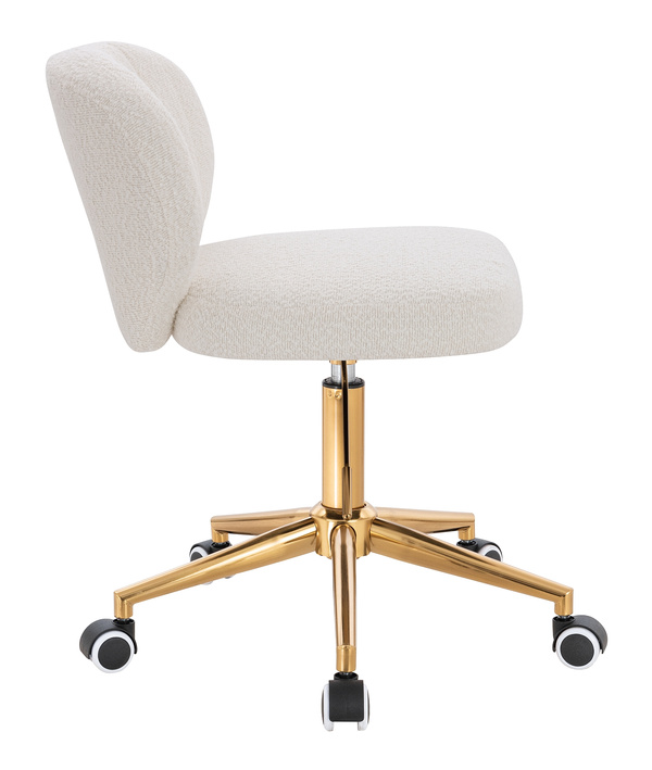 HR193K Scaun Crem Boucle cu Bază Aurie