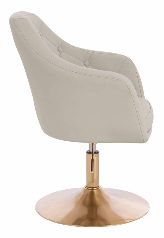 HR831N Scaun Ecru Piele Ecologica Premium Soft cu Bază Aurie