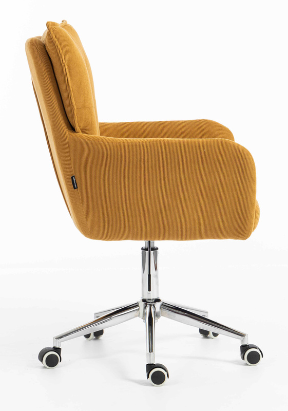 HR250K Scaun Catifea Reiată Premium Ruloare Curry Galben Bază Cromata