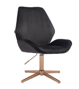 HR350CROSS Scaun Neagră din Catifea Bază Aurie