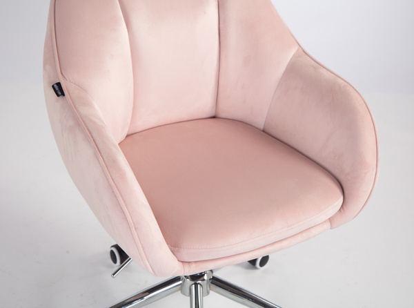 HR2055K Scaun Roz Pudra din Catifea cu Bază Cromata