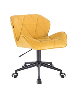 HR111K Scaun Galbenă Catifea cu Bază Neagră