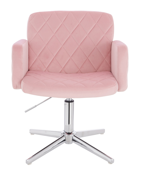 HR802CROSS Scaun Roz Pudra din Catifea cu Bază Cromata