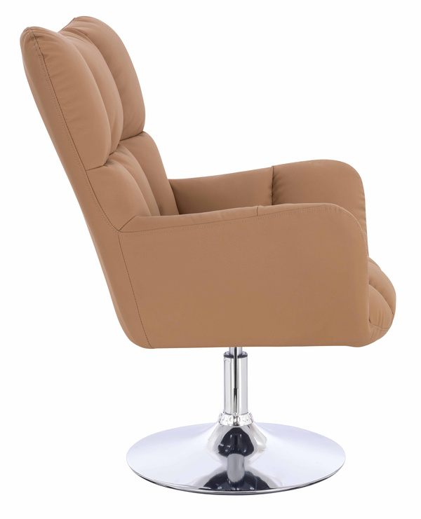 HR650N Scaun Caramel Piele Ecologica Premium Soft cu Bază Cromata