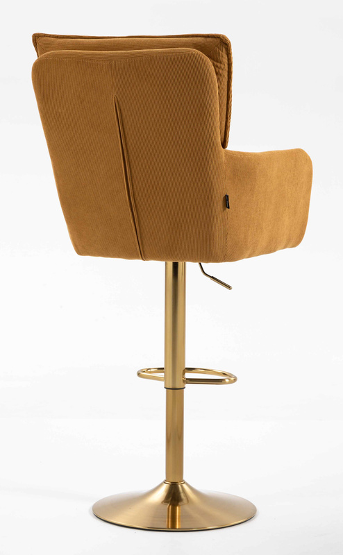 HR250W Scaun Catifea Reiată Premium Ruloare Curry Galben Bază Aurie