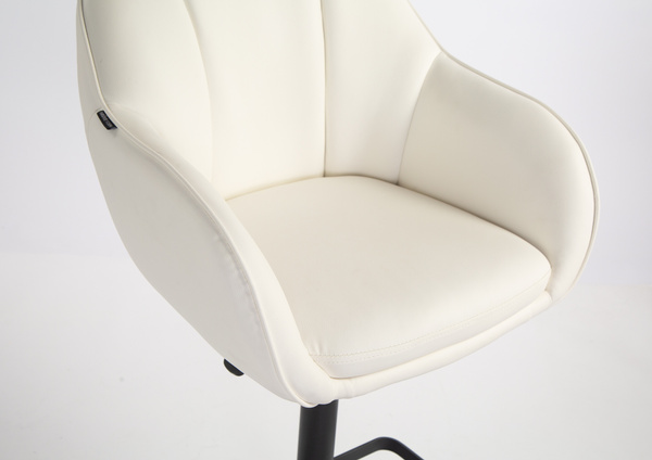 HR2055KW Scaun Alb din Piele Ecologica cu Bază Neagră