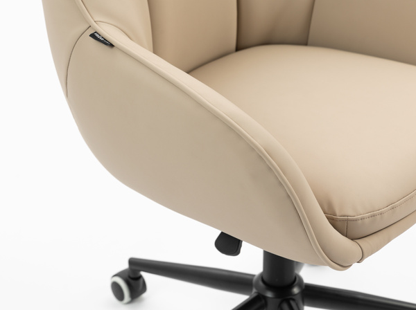 HR2055K Scaun Crem din Piele Ecologica cu Bază Neagră