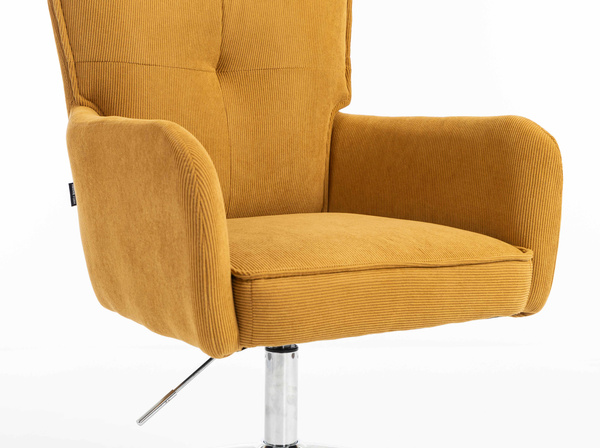 HR250K Scaun Catifea Reiată Premium Ruloare Curry Galben Bază Cromata