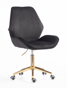 HR350K Scaun Neagră din Catifea Bază Aurie