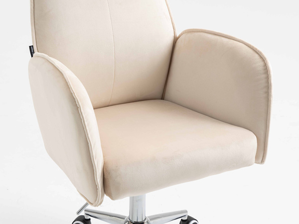 HR280K Scaun Crem din Catifea cu Bază Cromata
