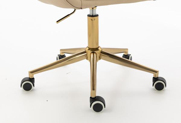 HR2055K Scaun Crem din Piele Ecologica cu Bază Aurie