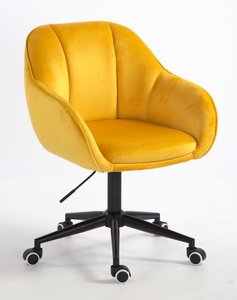 HR2055K Scaun Galbenă din Catifea cu Bază Neagră