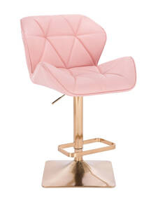 HC111KW Scaun Roz Piele Ecologica cu Bază Aurie