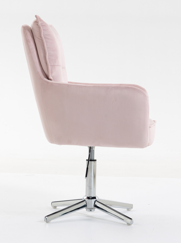 HR250CROSS Scaun Catifea Roz Pudra Bază Cromata