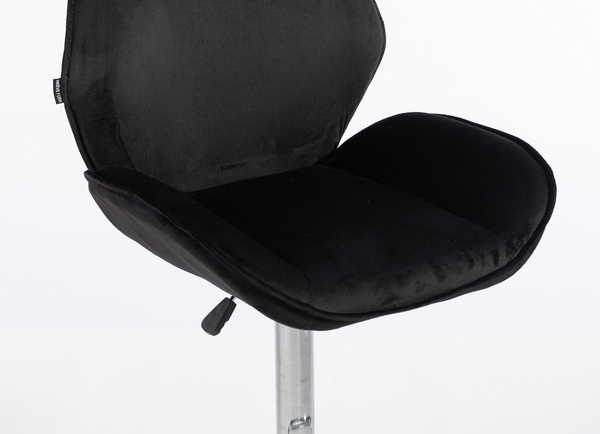 HR350W Scaun Neagră din Catifea Bază Cromata