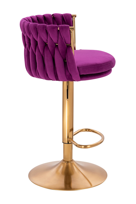 HR450W Scaun Fucsia din Catifea cu Bază Aurie