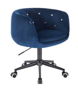 HR333CK Scaun Catifea Bleumarin cu Bază Neagră