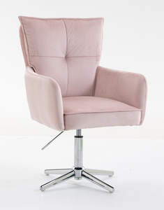 HR250CROSS Scaun Catifea Roz Pudra Bază Cromata