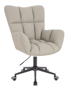 HR650K Scaun Ecru Piele Ecologica Premium Soft cu Bază Neagră