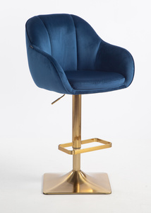 HR2055KW Scaun Bleumarin din Catifea cu Bază Aurie