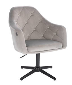 HR831CROSS Scaun Catifea Gray cu Bază Neagră
