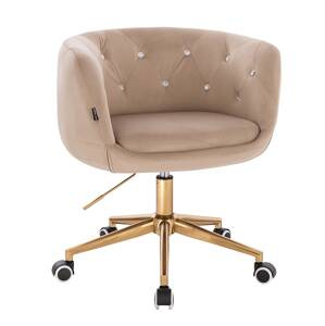 HR333CK Scaun Catifea Latte cu Bază Aurie