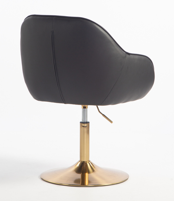 HR2055N Scaun Neagră din Piele Ecologica cu Bază Aurie