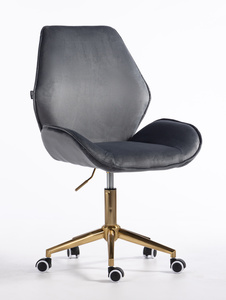 HR350K Scaun Grafit din Catifea Bază Aurie