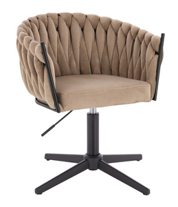 HR750CROSS Scaun Latte din Catifea cu Bază Neagră