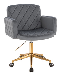 HR802K Scaun Grafit din Catifea cu Bază Aurie