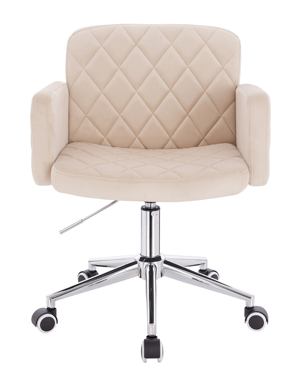 HR802K Scaun Crem din Catifea cu Bază Cromata