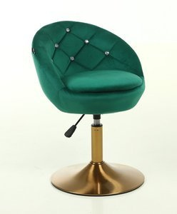 HR948N Scaun Verde din Catifea cu Bază Aurie