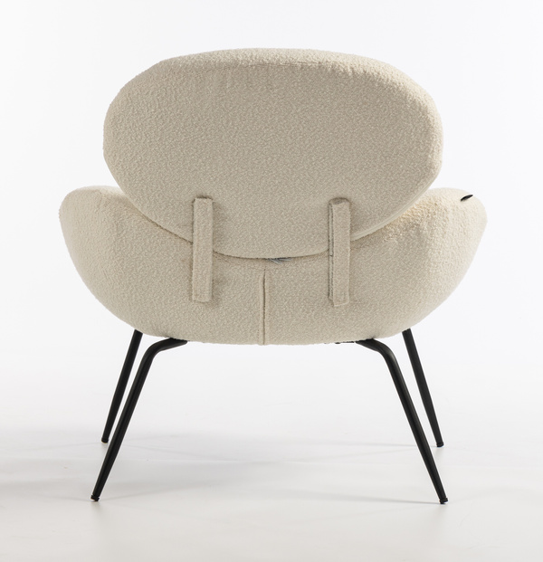 HR2045 Scaun Crem Boucle cu Bază Neagră