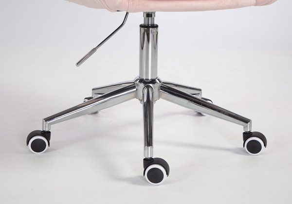 HR2055K Scaun Roz Pudra din Catifea cu Bază Cromata