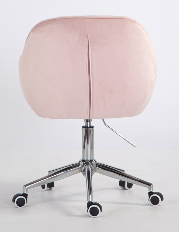 HR2055K Scaun Roz Pudra din Catifea cu Bază Cromata