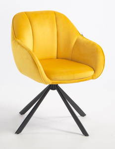 HR2055 BAZĂ STEA Scaun Galbenă din Catifea cu Bază Neagră