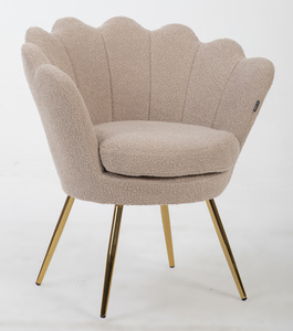 Fotoliu FREY Latte din Boucle cu Picioare Aurii