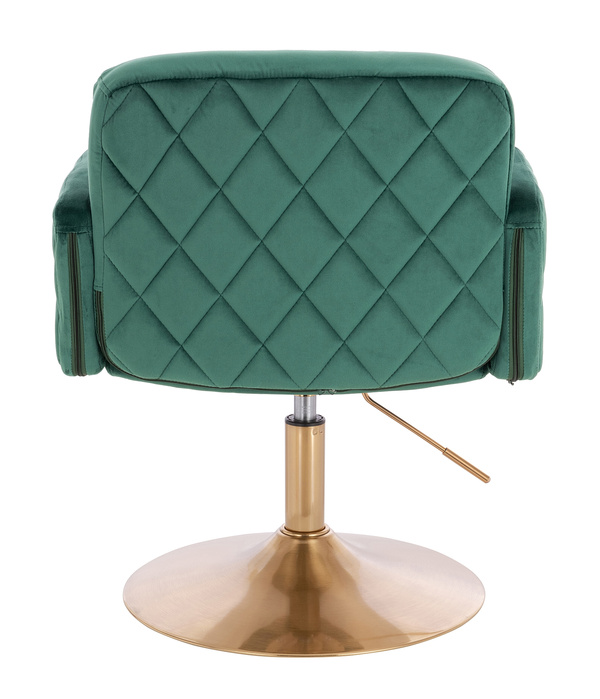 HR802N Scaun Verde din Catifea cu Bază Aurie