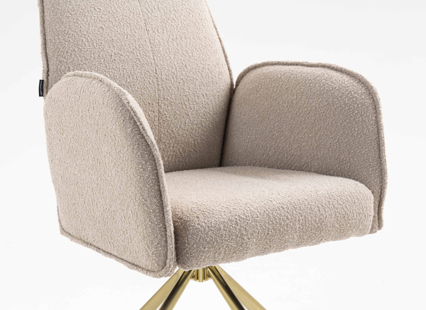 HR280 BAZĂ STEA Scaun Latte Boucle cu Bază Aurie