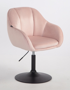 HR12055N Scaun Roz Pudra din Catifea cu Bază Neagră