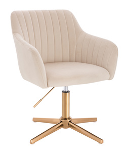 HR190CROSS Scaun Crem din Catifea cu Bază Aurie