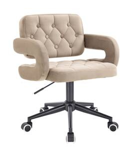 HR8403K Scaun Catifea Latte cu Bază Neagră