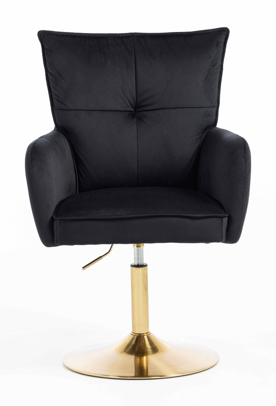 HR250N Scaun Catifea Neagră Bază Aurie