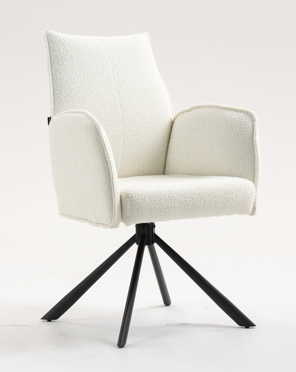 HR280 BAZĂ STEA Scaun Crem Boucle cu Bază Neagră
