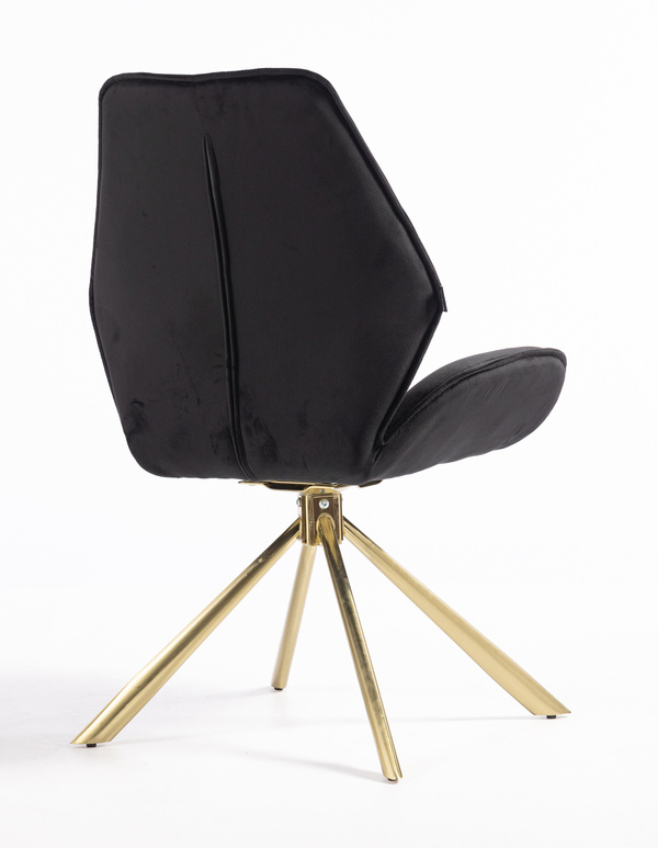 HR350 BAZĂ STEA Scaun Neagră din Catifea Bază Aurie