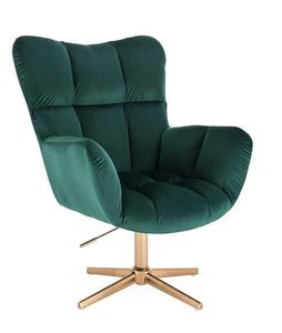 HR650CROSS Verde Catifea Scaun cu Bază Aurie