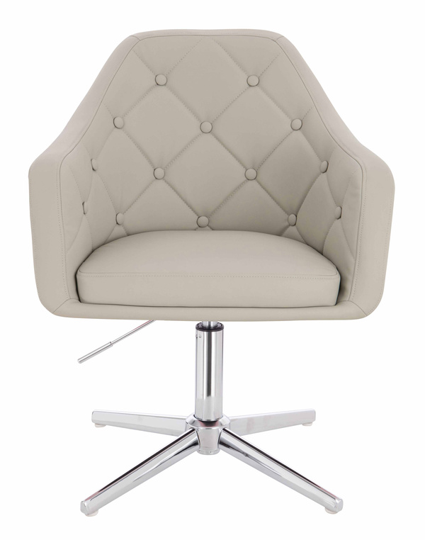 HR831CROSS Scaun Ecru Piele Ecologica Premium Soft cu Bază Cromata